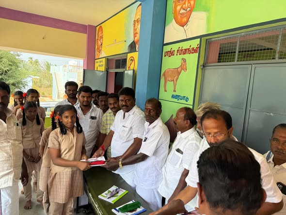 Distribution of Stationery  and Sweets to Students at Kuppaiyanpatti Government Middle School